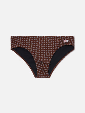 Slip mare Cayo marrone con stampa geometrica