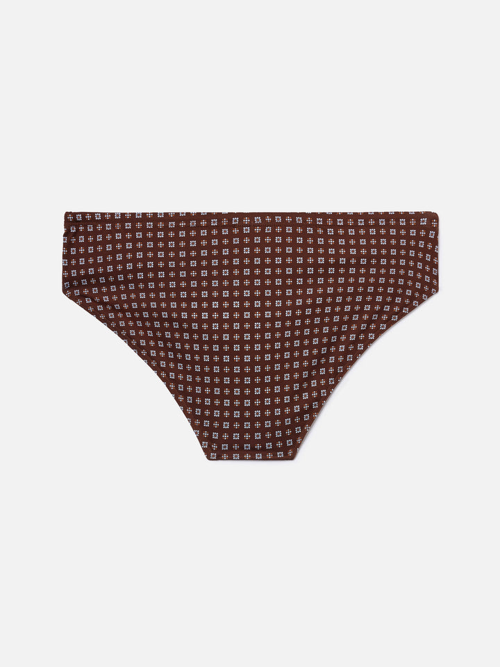 Cayo brown solid swim briefs with geometric print