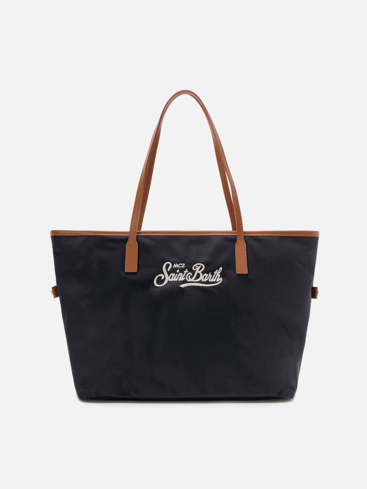 Schwarze City Bag aus Nylon in regulärer Größe 