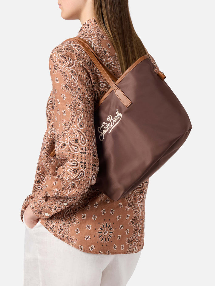 Brown City medium nylon bag