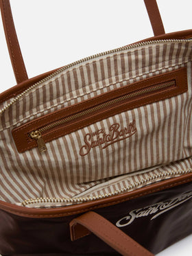 Borsa City medium in nylon marrone