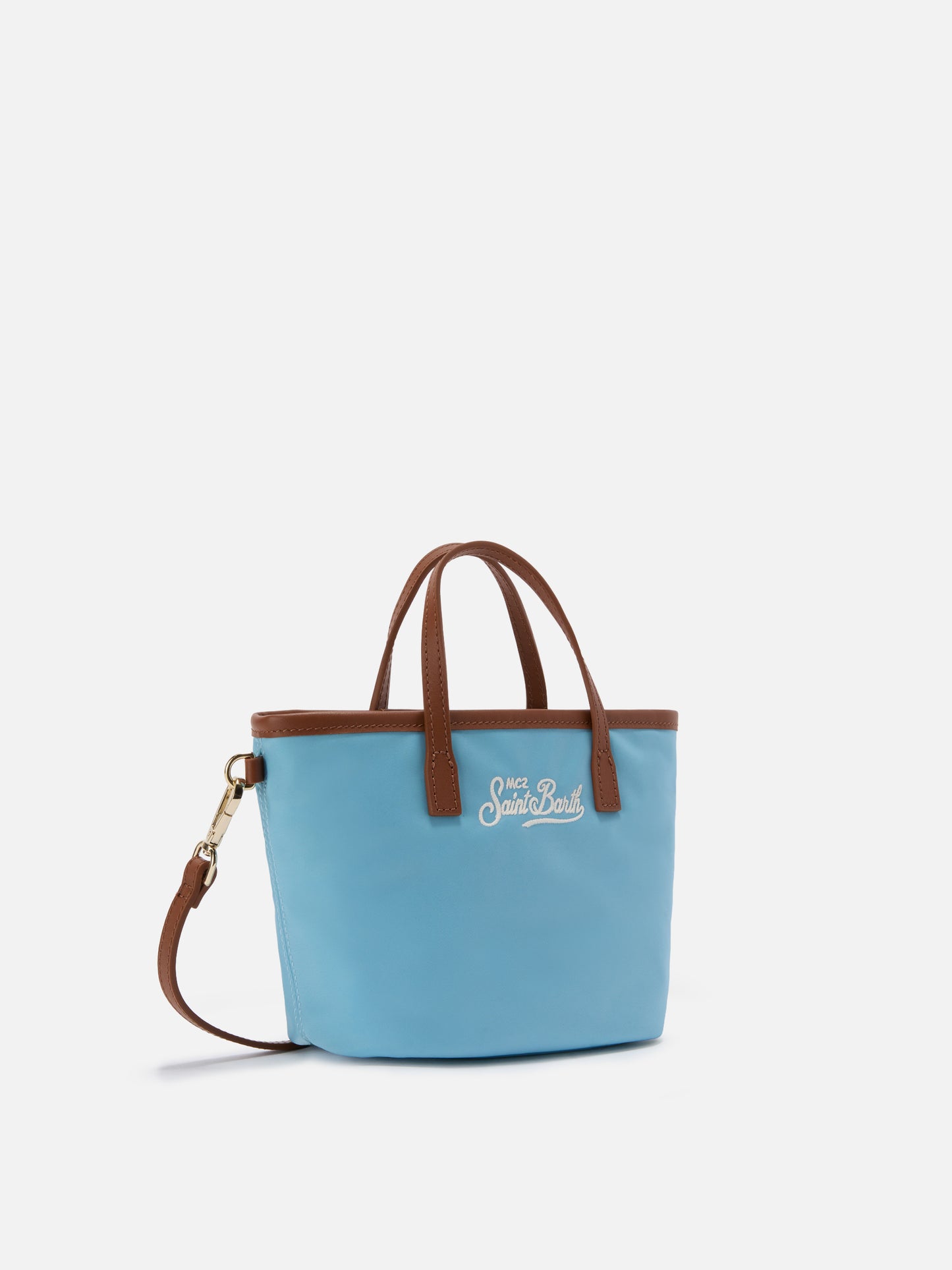 Borsa City mini in nylon azzurra