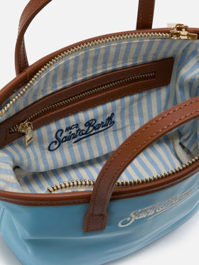 Borsa City mini in nylon azzurra