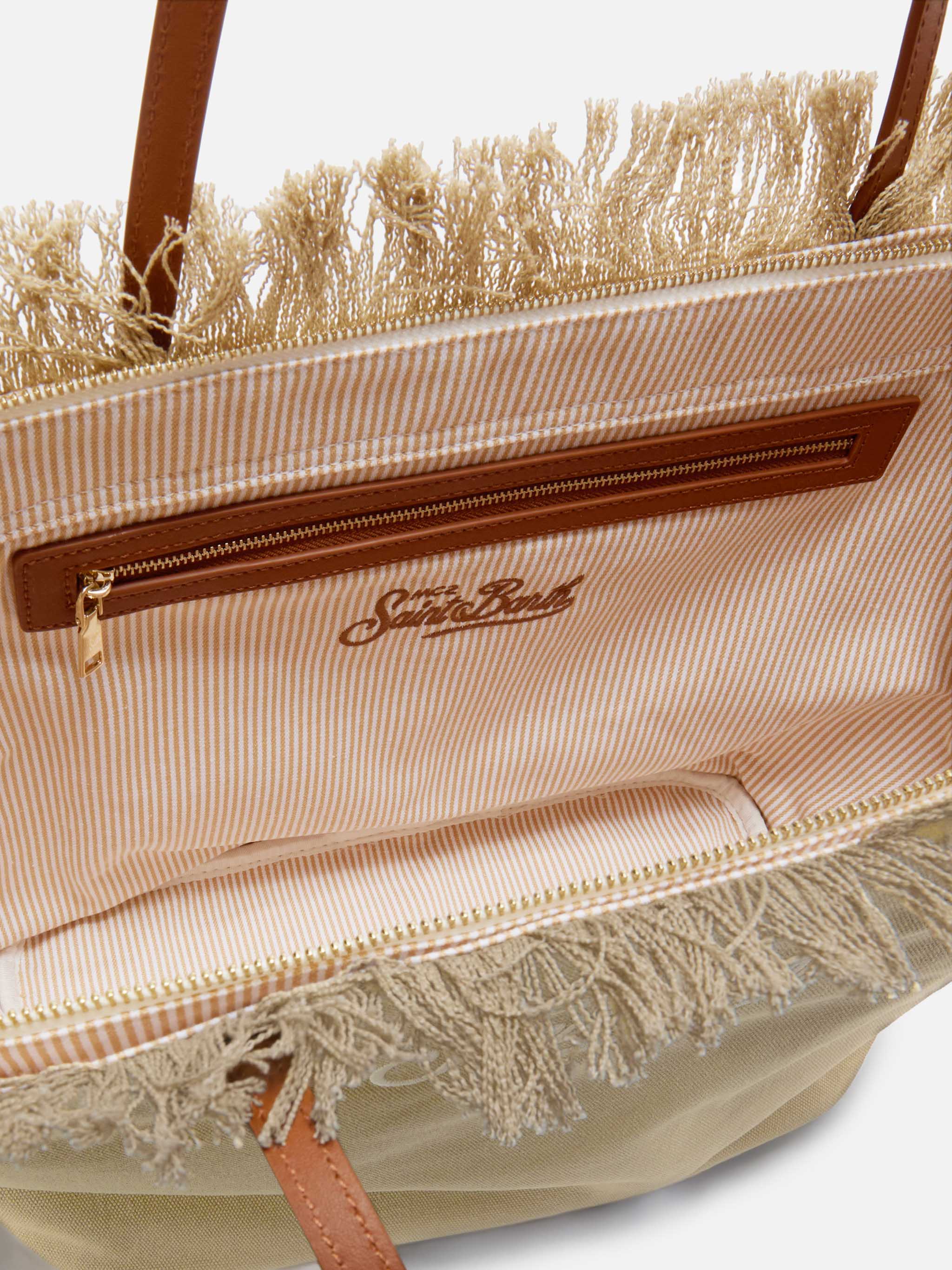 Beige regular City canvas bag with fringes – MC2 Saint Barth