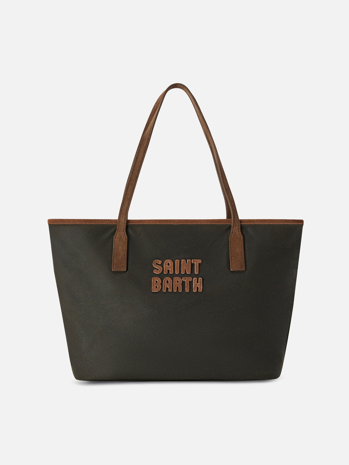 Bolso Medium City encerado verde militar con bordado del logotipo 