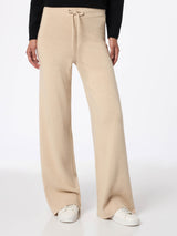 Woman beige cashmere blend knit pants Cambon