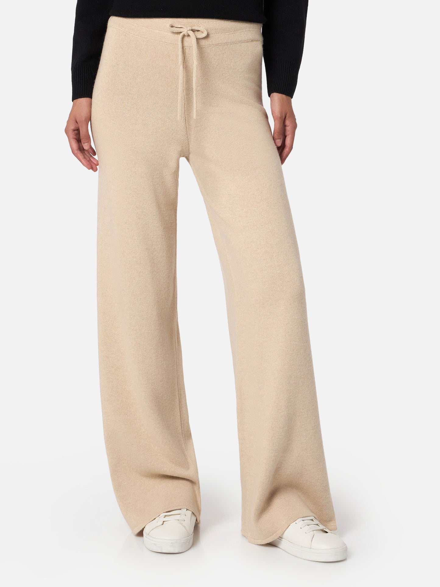 Woman beige cashmere blend knit pants Cambon