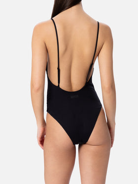 Woman black one-piece swimsuit Cecille with rhinestones - MC2 Saint Barth