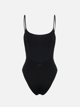 Woman black one-piece swimsuit Cecille with rhinestones - MC2 Saint Barth