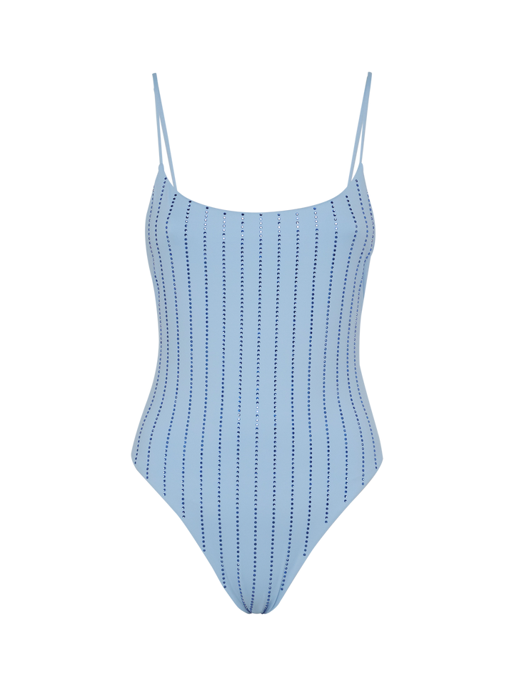 Cecille costume intero con strass a righe