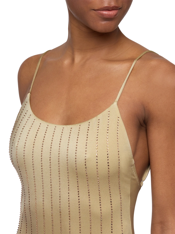 One-piece swimsuit Cecille with rhinestone striped embellishment