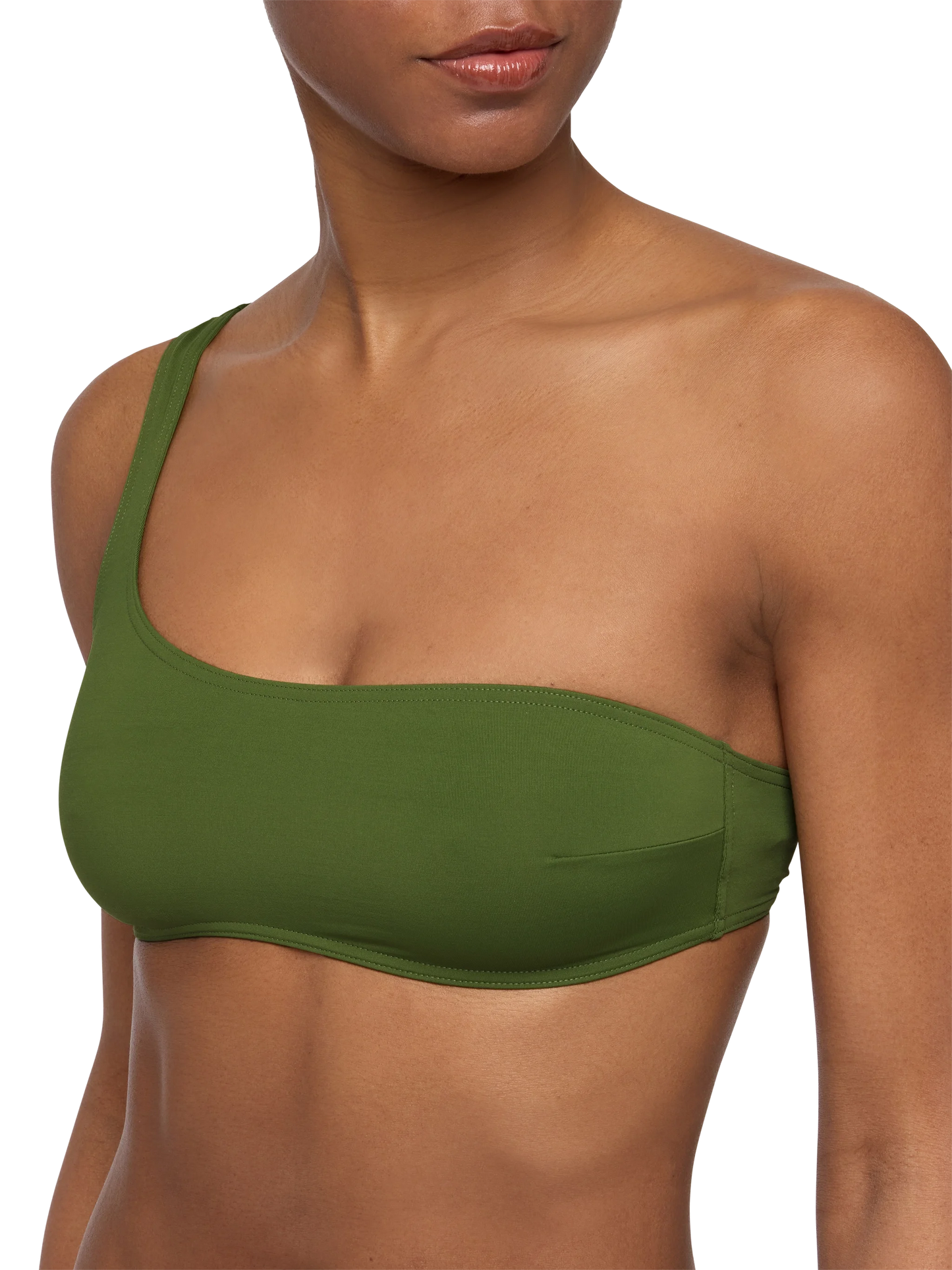 Bikini Celestine Lido verde militare con top a bralette monospalla e slip classici