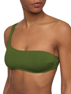 Bikini Celestine Lido verde militare con top a bralette monospalla e slip classici