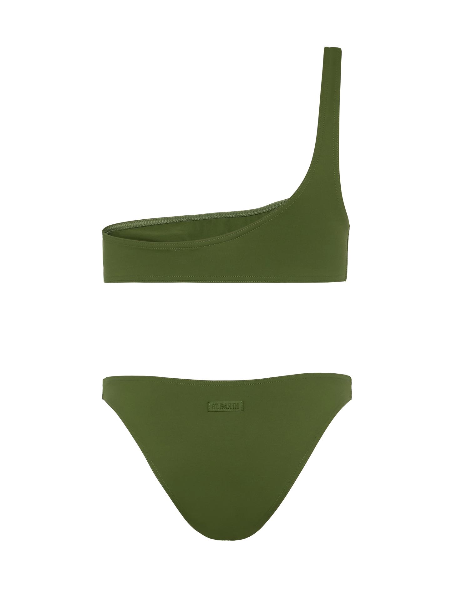 Bikini Celestine Lido verde militare con top a bralette monospalla e slip classici