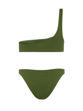 Bikini Celestine Lido verde militare con top a bralette monospalla e slip classici
