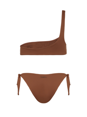 Klassische Badehose „Yali“ in Braun – One-Shoulder-Bralette-Oberteil „Celestine“ in Braun