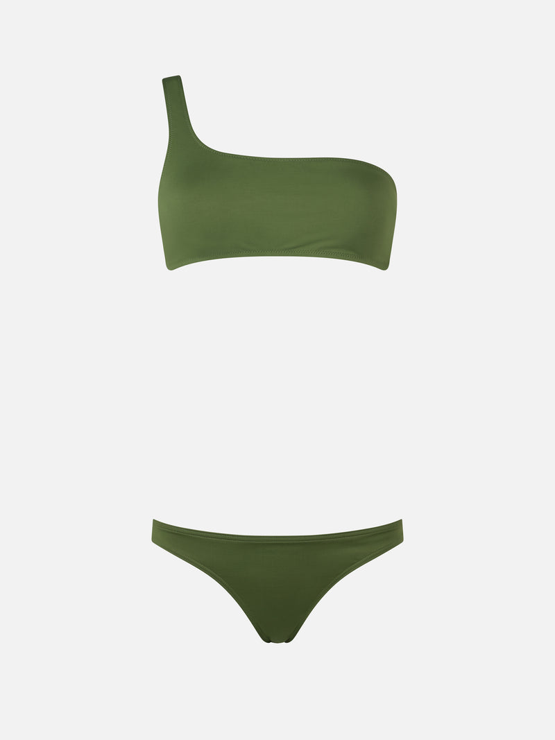 Einschultriger Bralette-Bikini für Damen in Militärgrün von Celestine Maia