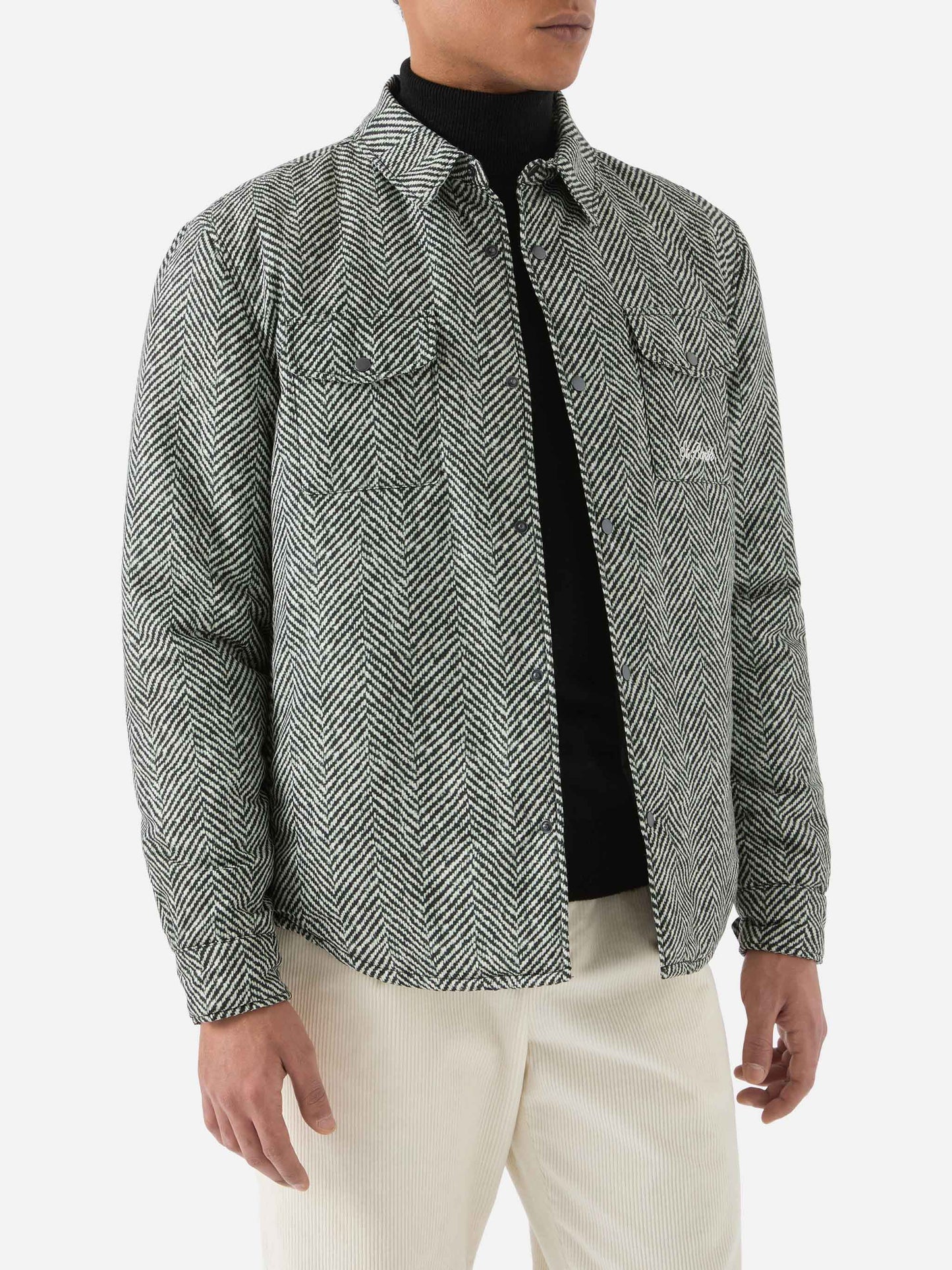 Technic fabric overshirt Chalet with herringbone print