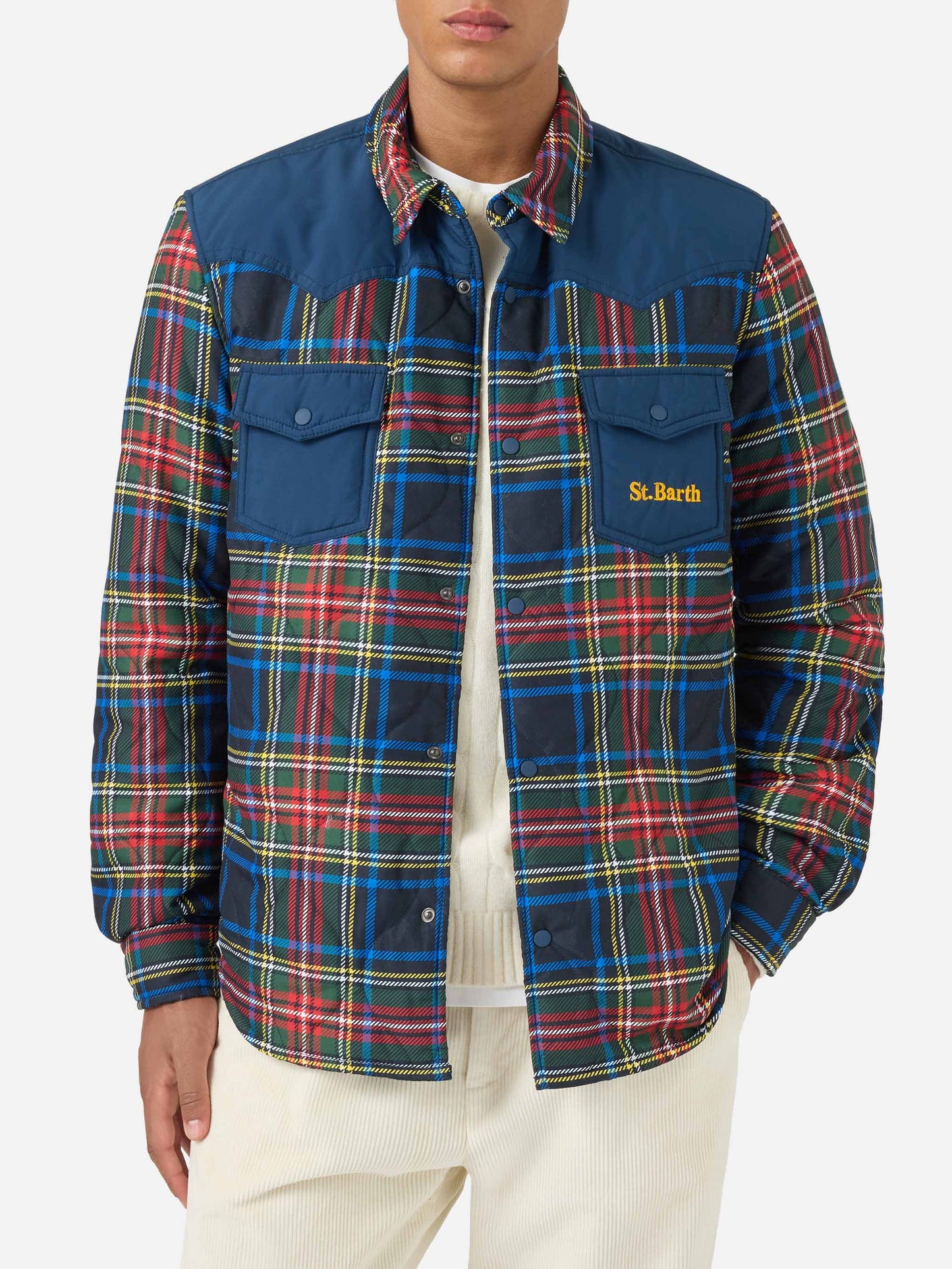 Gepolstertes Overshirt im Chalet-Tartan 