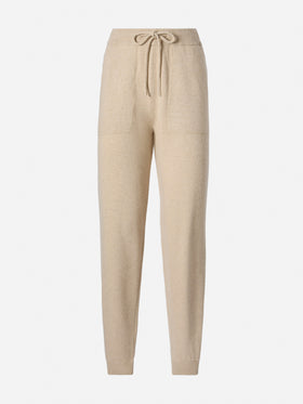 Blended cashmere jogger pants Charlie in beige