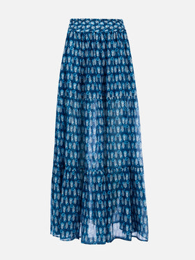 Woman silk voile pleated long skirt Cheyenne - MC2 Saint Barth