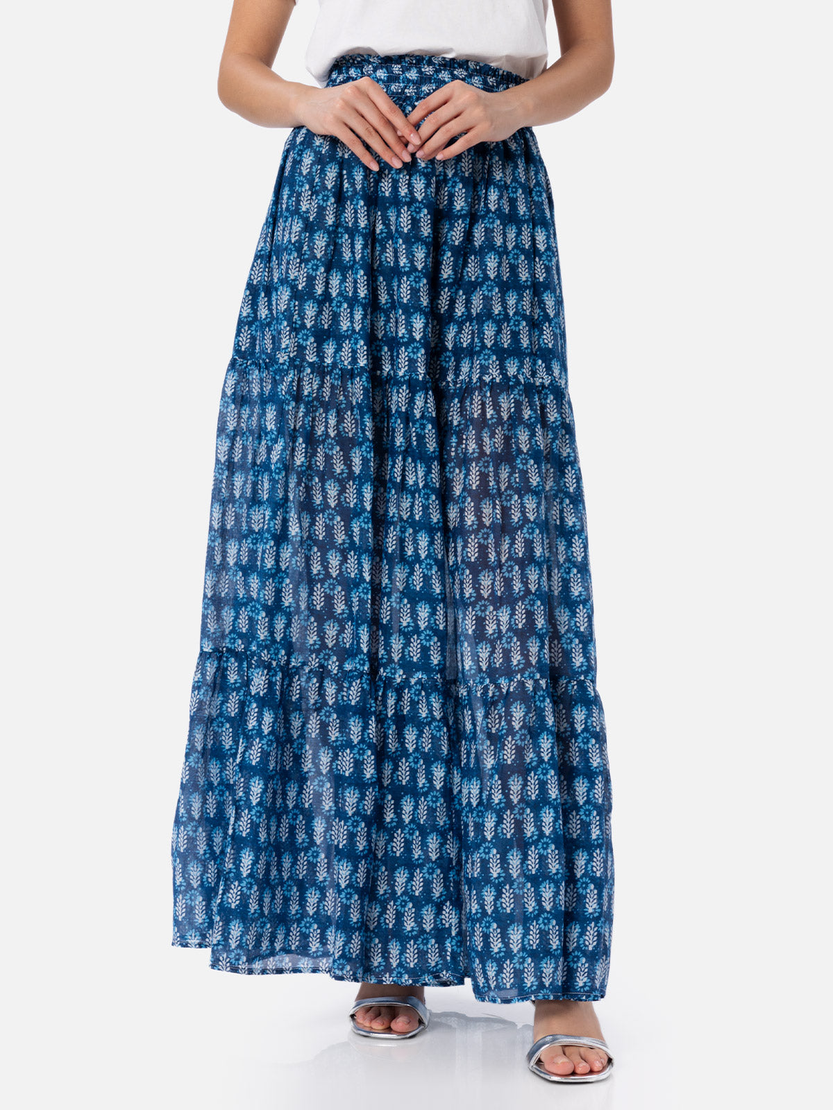 Woman silk voile pleated long skirt Cheyenne - MC2 Saint Barth