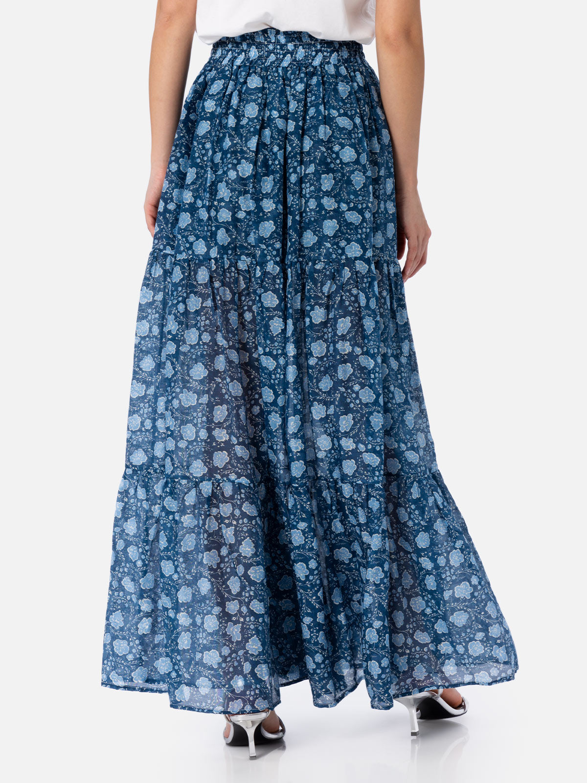 Woman silk voile pleated long skirt Cheyenne - MC2 Saint Barth