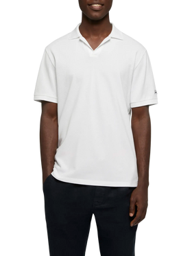 White cotton piquet buttonless polo shirt Charles