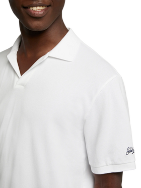 White cotton piquet buttonless polo shirt Charles