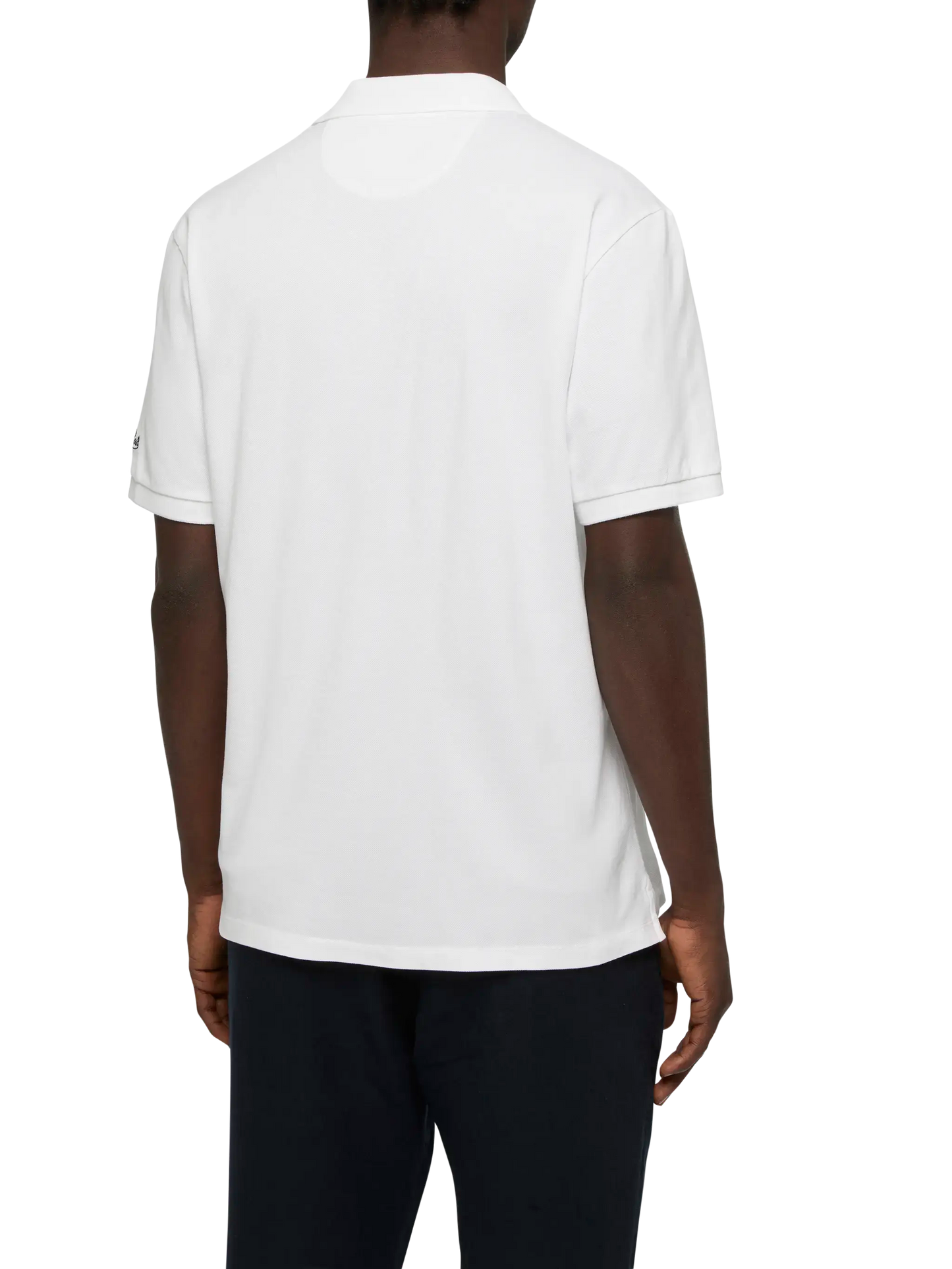 White cotton piquet buttonless polo shirt Charles