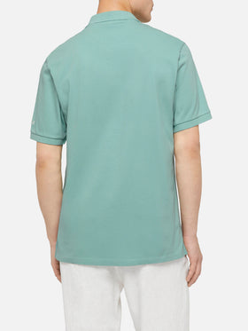 Sage green cotton piquet buttonless polo shirt Charles - MC2 Saint Barth