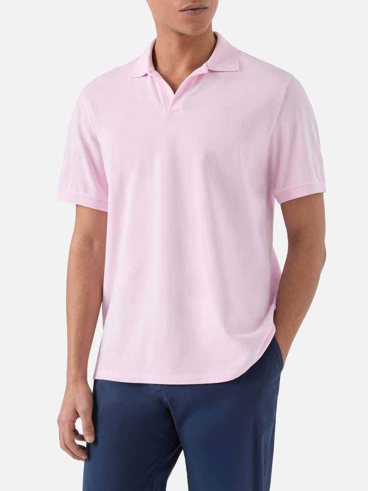 Charles polo in pink cotton piquet