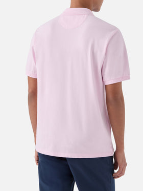 Pink Charles polo in solid color cotton piquet