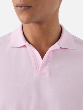 Pink Charles polo in solid color cotton piquet