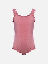 Clio lurex one-piece swimsuit with contrast frill