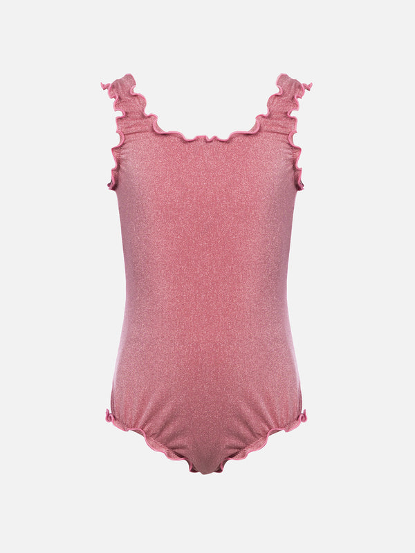 Clio lurex one-piece swimsuit with contrast frill