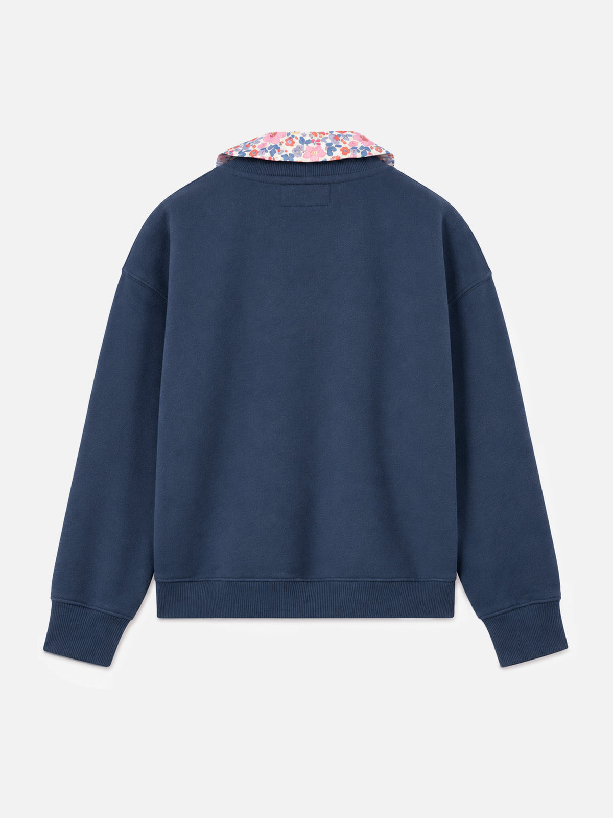 Mädchenblaues Crewneck-Sweatshirt Coleen mit floralem Kragen 