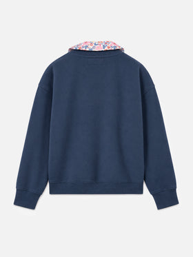 Mädchenblaues Crewneck-Sweatshirt Coleen mit floralem Kragen 