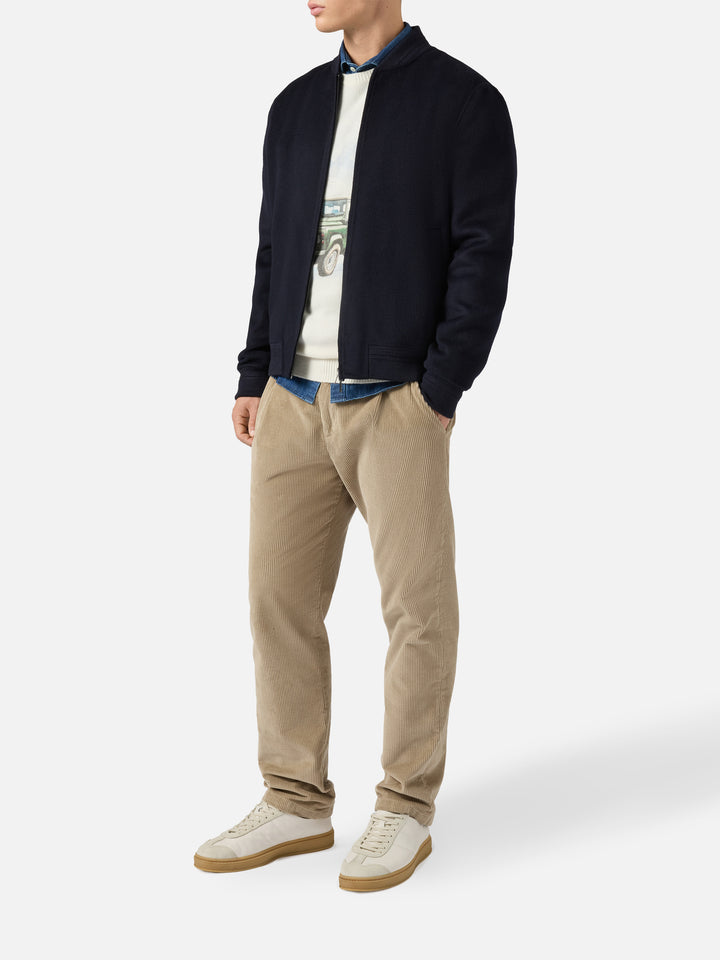 Unlined Camden wool bomber in blue