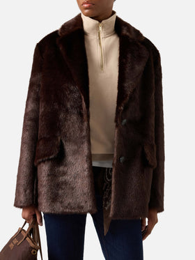 Manteau en fausse fourrure Camila marron foncé 