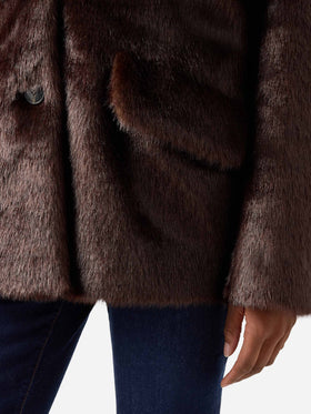 Manteau en fausse fourrure Camila marron foncé 
