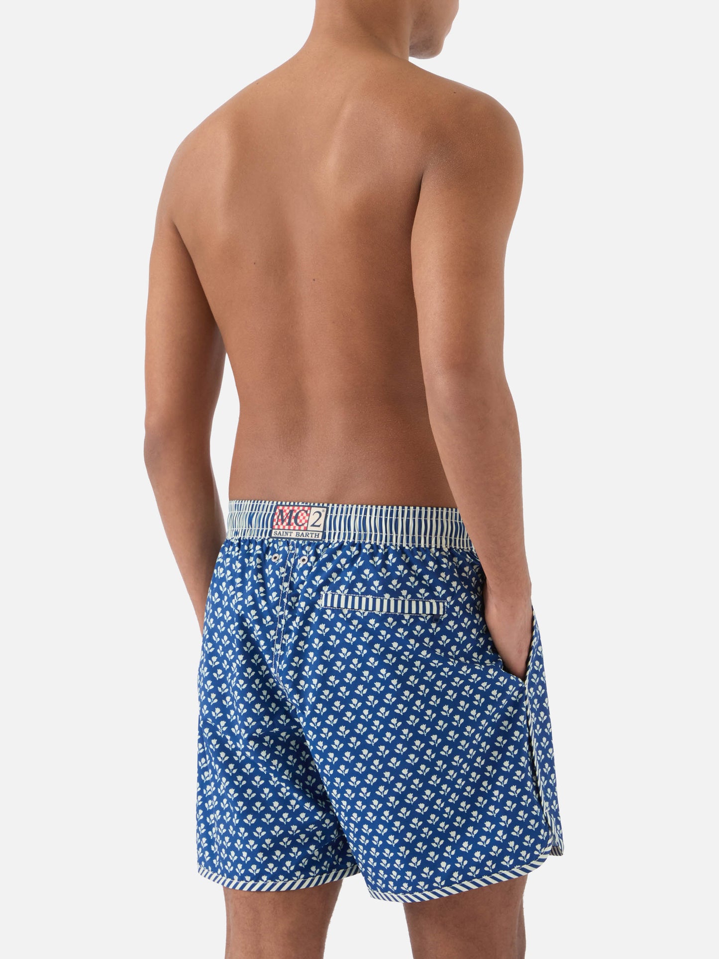 Comporta swim shorts with batik floral print