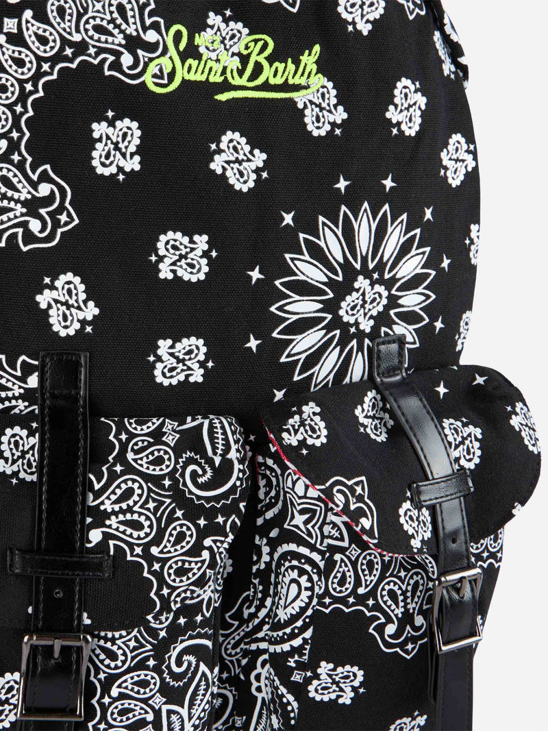 Canvas backpack cody with black bandanna print