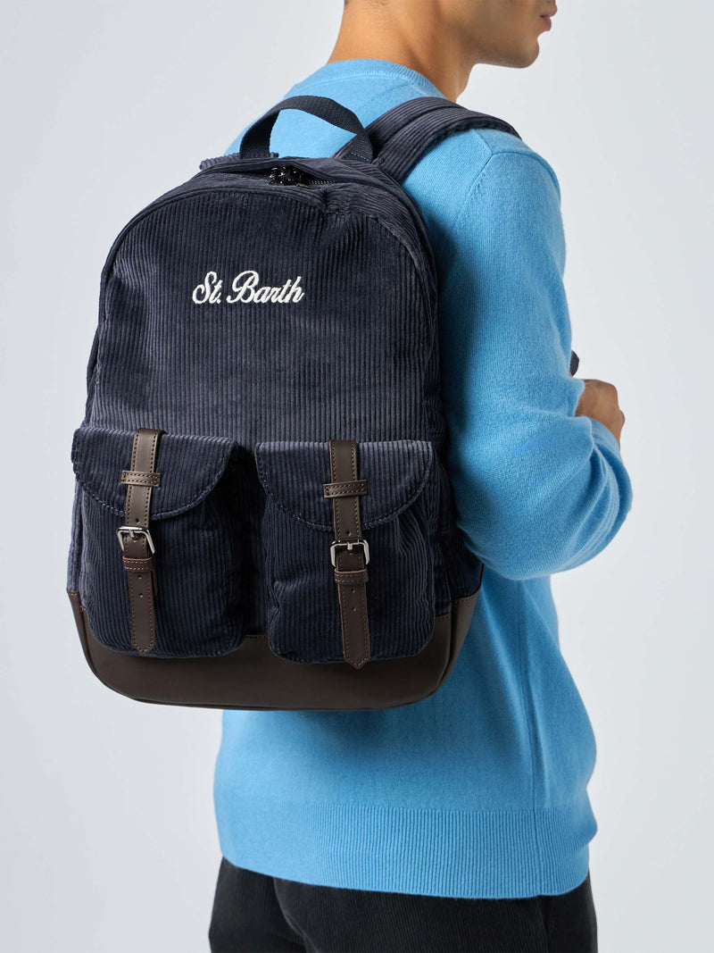 Navy blue corduroy backpack Cody