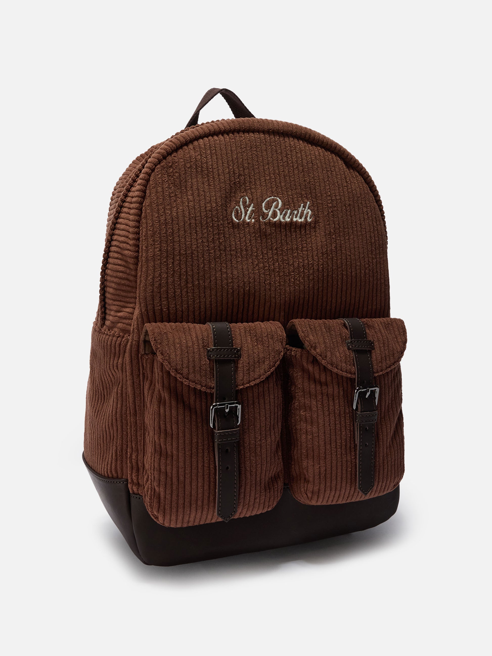 dickies corduroy mini backpack camel solid Cody Corduroy Backpack in wool blend brown with leather details