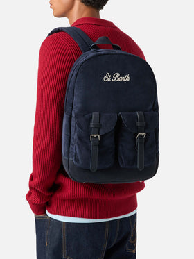 Marineblauer blue Cody Cord-Rucksack mit Logostickerei 