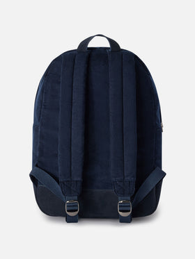 Navy blue Cody corduroy backpack with logo embroidery
