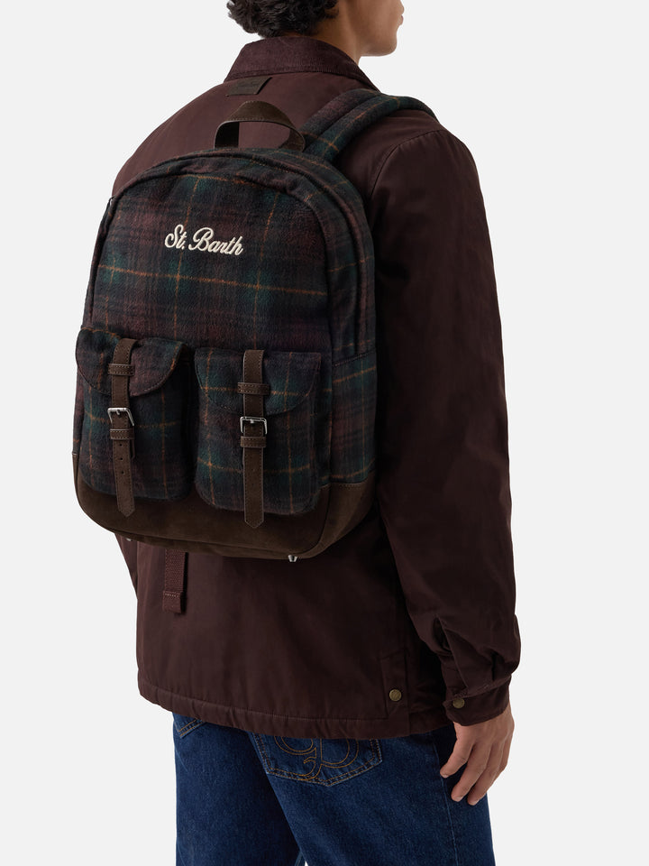 mochila de mezcla de lana con estampado tartán Cody 