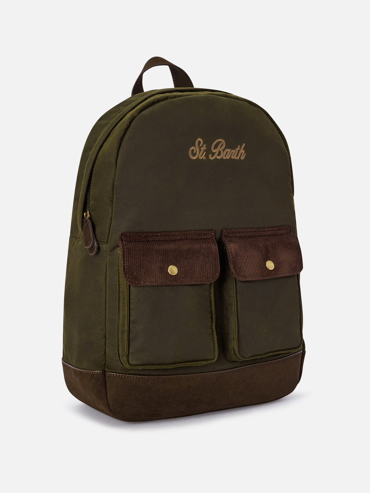Mochila encerada verde militar Cody con bordado del logo 