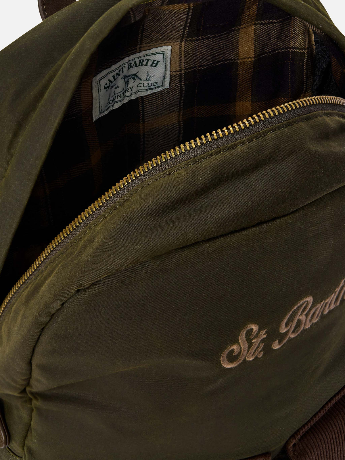 Mochila encerada verde militar Cody con bordado del logo 